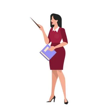 Teacher holding a pointer. Professor explaining lesson. Stock Illustration
