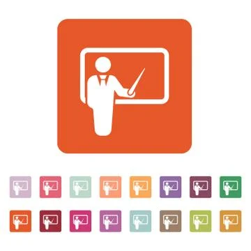 The teacher icon. Training and presentation, seminar, learning symbol. Flat Stock Illustration