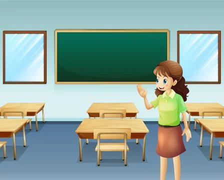 A teacher inside the empty classroom Illustrazione stock