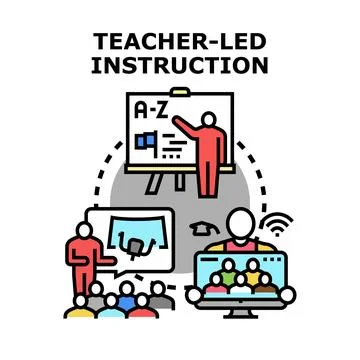 Teacher leading various instruction methods and learning environments Stock Illustration