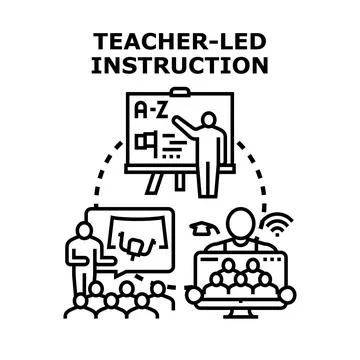 Teacher leading various instruction methods and learning environments Stock Illustration