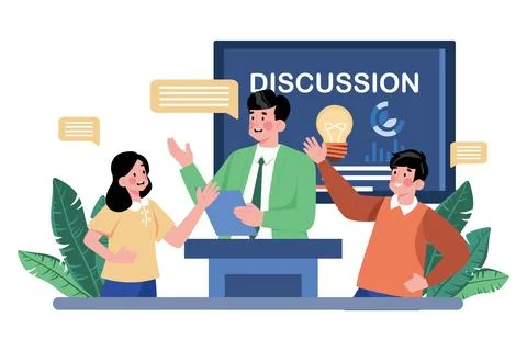 A Teacher Leads A Class Discussion Stock Illustration