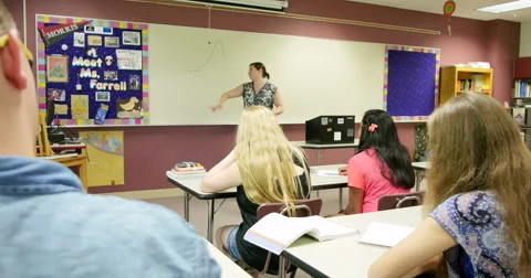 Teacher lecturing students and teaching class. Ultra HD 4K Stock Footage 44912518