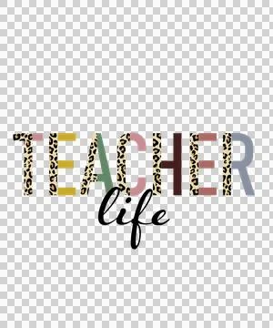 Teacher Life Typography Black Text minimalist white Stock Illustration