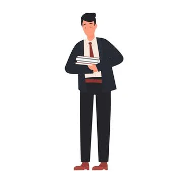 Teacher man carrying stack of books Illustration