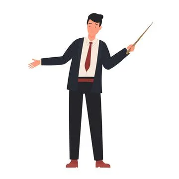 Teacher man pointing with stick Stock Illustration