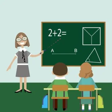 Teacher math children lesson class Stock Illustration