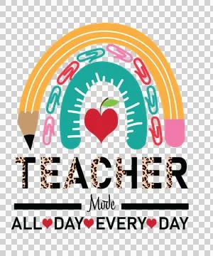 Teacher Mode All Day Every Day Rainbow paperclip Ilustración de archivo