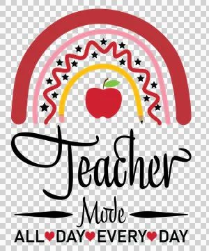 Teacher Mode All Day Every Day Rainbow apple star Ilustración de archivo