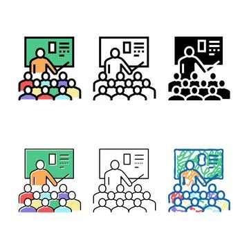 Teacher multipack educational lesson color icon vector Stock Illustration