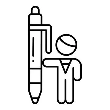 Teacher with Pen Line Icon Stock Illustration