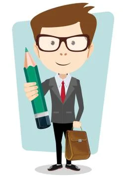 Teacher with a pencil to correct and study, vector illustration Stock Illustration