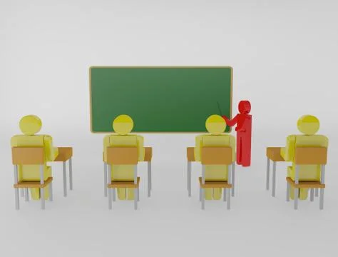 Teacher with pointer at blackboard Stock Illustration