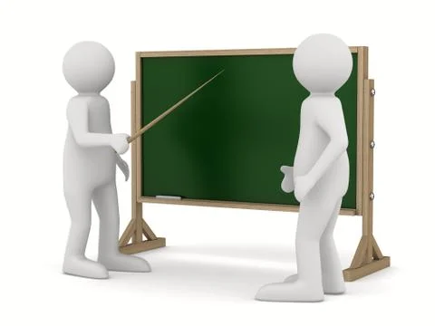 Teacher with pointer at blackboard. Isolated 3D image イラスト素材