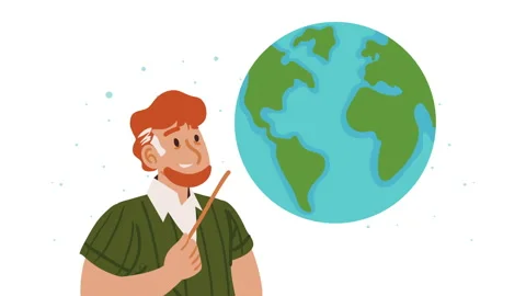 Teacher with pointer stick character Video stock 208061973
