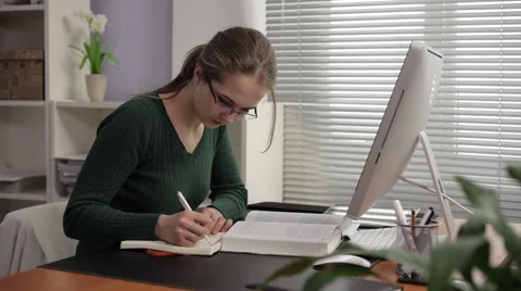 Teacher prepares a lecture Stock Footage 52017677