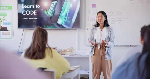 Teacher, presentation and code education... | Stock Video | Pond5