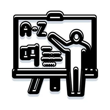 Teacher presenting alphabet and language lesson on whiteboard Stock Illustration