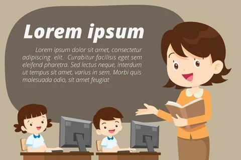 Teacher presenting for computer learning Illustrazione stock