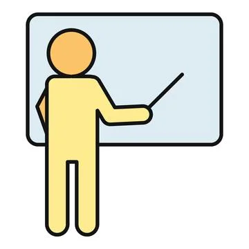 Teacher presenting information on a whiteboard with a pointer Stock Illustration