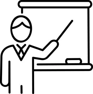 Teacher Presenting Lesson At Blackboard Icon Stock Illustration