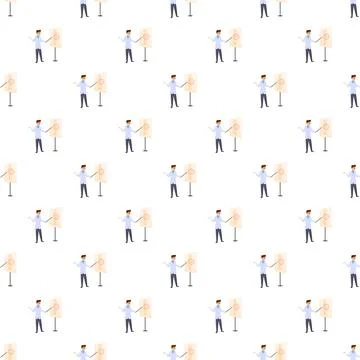 Teacher presenting lesson on board seamless pattern Stock Illustration