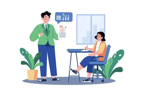 A Teacher Provides Feedback To Students Stock Illustration