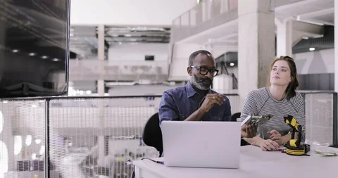 Teacher in a robotics engineering class Stock Footage 116501305