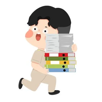 Teacher Running Carrying Documents Workload 库存插图