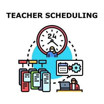 Teacher scheduling and time management planning process Stock Illustration