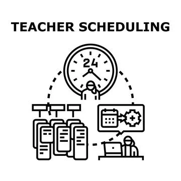 Teacher scheduling and time management planning process Stock Illustration