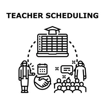 Teacher scheduling education process planning managing time 스톡 일러스트