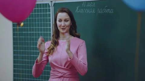 The teacher at the school addresse Stock Footage 195474533