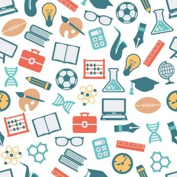 Teacher seamless pattern Stock Illustration