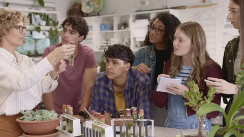 Teacher showing science experiment to class at high school Stock Footage 337555114