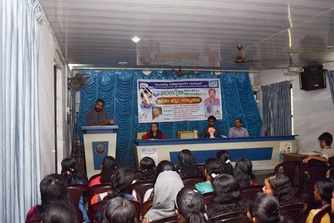 A teacher is speaking in the inauguration of a function Stock Photos