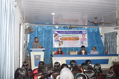 A teacher is speaking in the inauguration of a function Stock Photos