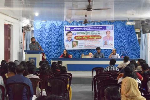 A teacher is speaking in the inauguration of a function Stock Photos