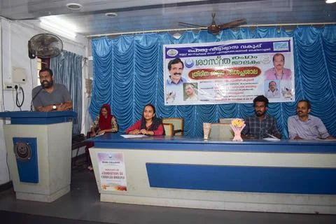 A teacher is speaking in the inauguration of a function Stock Photos