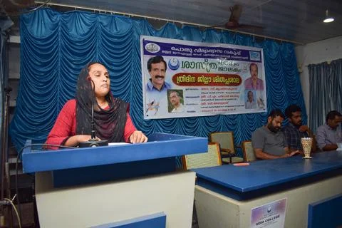 A teacher is speaking in the inauguration of a function Stock Photos