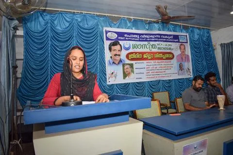 A teacher is speaking in the inauguration of a function Stock Photos