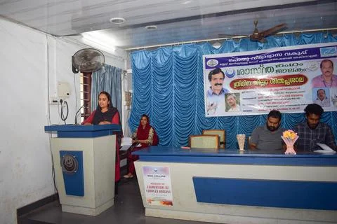A teacher is speaking in the inauguration of a function Stock Photos