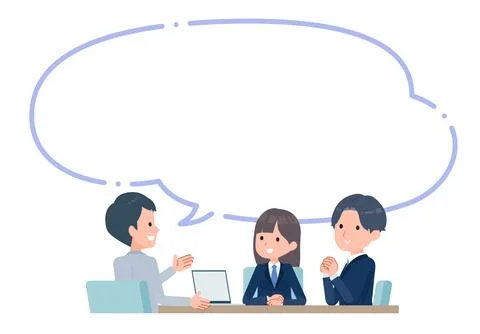 Teacher speaking to two students with speech bubble Stock-Illustration