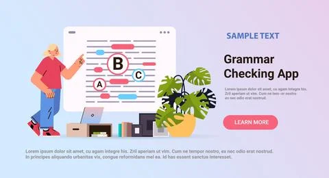 Teacher spelling error checking grammar and punctuation mistake detection Stock-Illustration