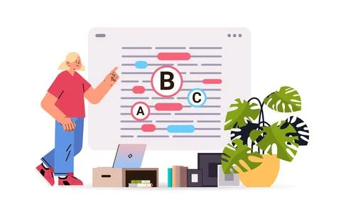 Teacher spelling error checking grammar and punctuation mistake detection Stock-Illustration