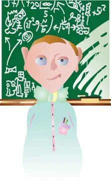 Teacher standing in front of blackboard Stock Illustration