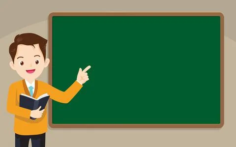 Teacher standing in front of chalkboard Stock Illustration