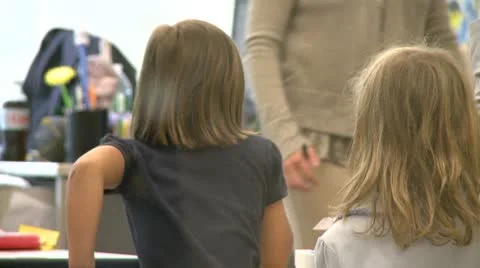 Teacher standing in front of grammar school class (5 of 6) Stock Footage 8979332