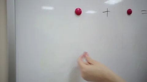 Teacher stands at whiteboard and explains rules of addition in elementary school Stock Footage 108929814