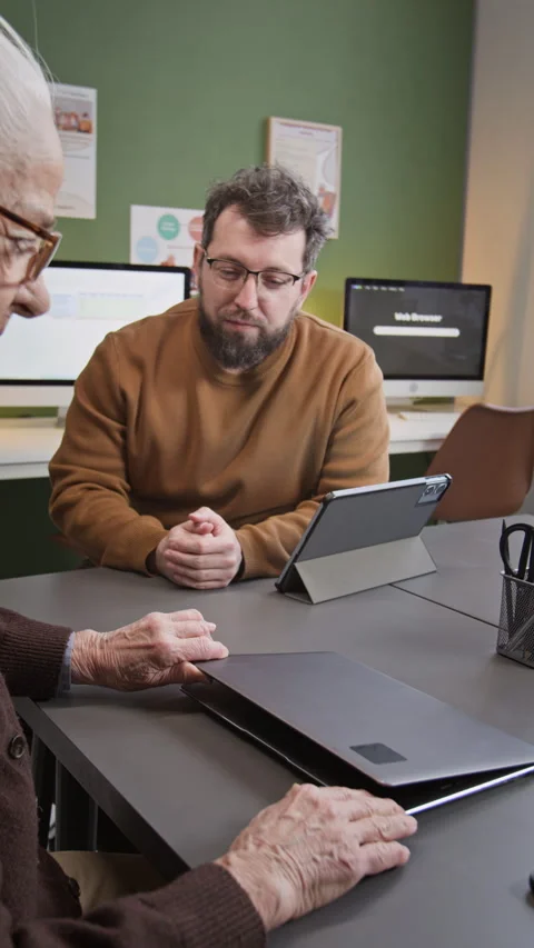 Teacher Starting Computer Class Vertical Stock Footage 333708350
